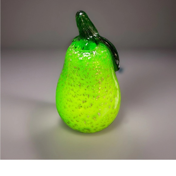 Vibrant Handblown Murano Glass Golden Apple and Pear with Metallic Flakes - Picture 5 of 9